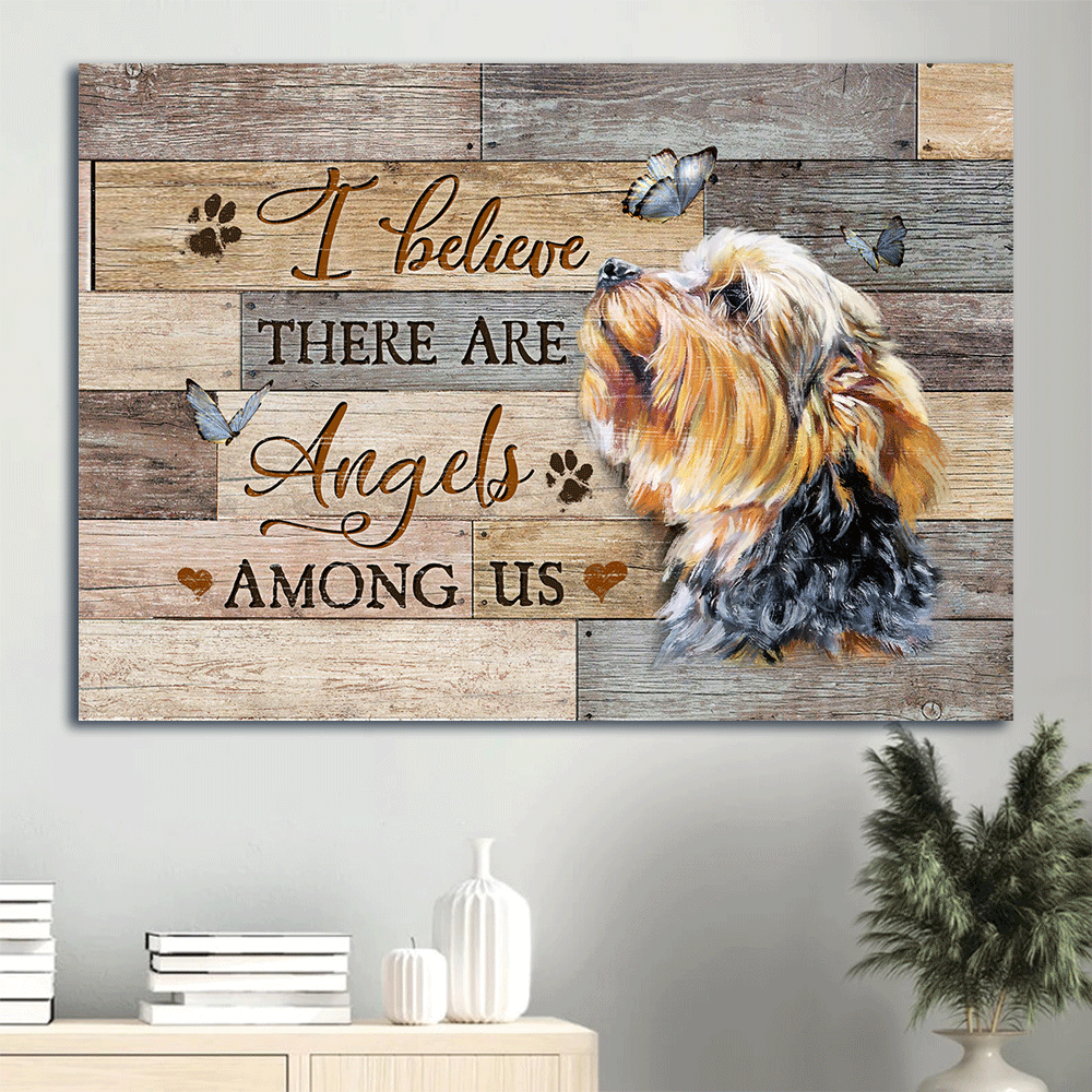 Yorkshire Terrier Landscape Canvas- Lovely Butterfly, Heaven Landscape Canvas- Gift For Members Family- I Believe There Are Angels Among Us