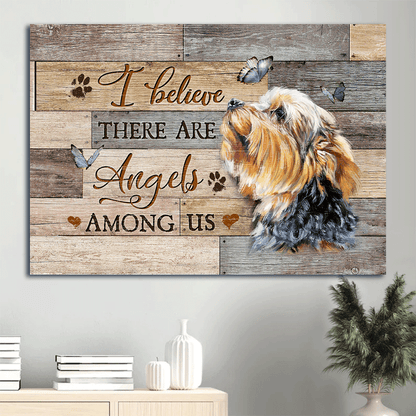 Yorkshire Terrier Landscape Canvas- Lovely Butterfly, Heaven Landscape Canvas- Gift For Members Family- I Believe There Are Angels Among Us