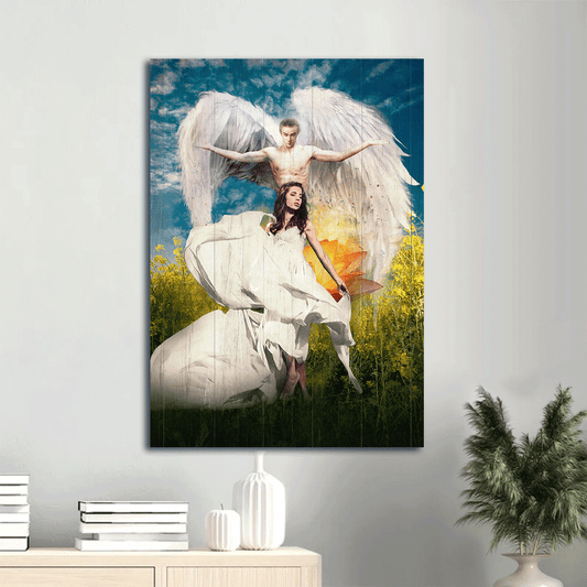 Jesus Portrait Canvas- Amazing angel wings, Beautiful girl, Lotus flower painting, Jesus Portrait Canvas- Gift For Christian