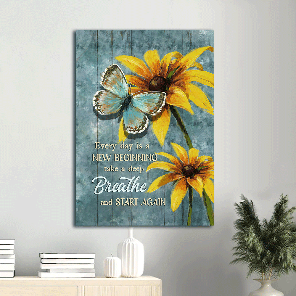 Butterfly, flower, Faith, God, Jesus Portrait Canvas - Butterfly Canvas Gifts For Christian, Amazing butterfly Landscape Canvas - Watercolor yellow flower Wall Decor Framed Gift For Christian