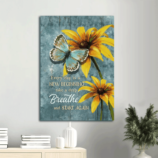 Butterfly, flower, Faith, God, Jesus Portrait Canvas - Butterfly Canvas Gifts For Christian, Amazing butterfly Landscape Canvas - Watercolor yellow flower Wall Decor Framed Gift For Christian