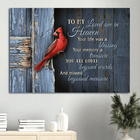 Memorial Landscape Canvas- Amazing cardinal, Antique door, Heaven Landscape Canvas- Gift For Members Family- To my loved one in heaven