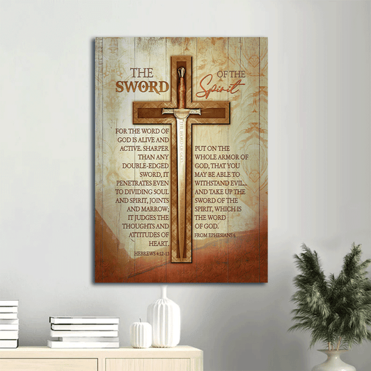 Jesus Portrait Canvas- Amazing Cross, Bible Verses, Word Of God Portrait Canvas- Gift For Christian- The Sword Of The Spirit