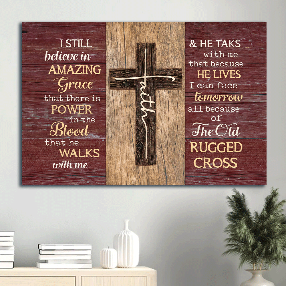 Jesus Landscape Canvas- Amazing Cross, Red Background Landscape Canvas- Gift For Christian- I Still Believe In Amazing Grace