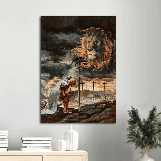 Jesus Christ Landscape Canvas, Christian Wall Art - Amazing lion face Landscape Canvas, Warrior Jesus painting, Lion of Judah Canvas Prints