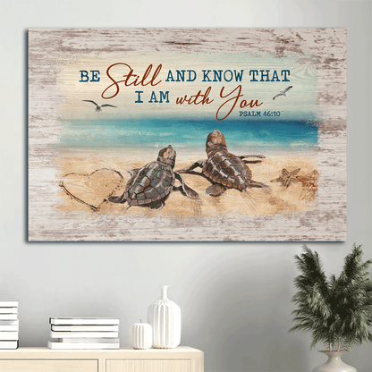 Jesus Landscape Canvas - Amazing sea turtle, Blue ocean, Seagull Landscape Canvas - Gift For Religious Christian - Be still and know that I am God