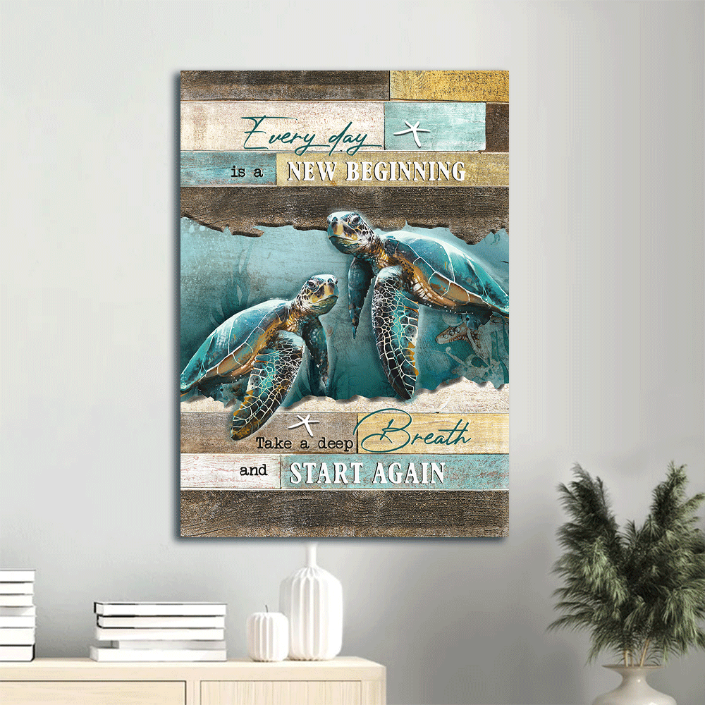 Jesus Portrait Canvas -  Amazing sea turtle, Deep ocean, White starfish Portrait Canvas - Gift For Religious Christian - Every day is a new beginning