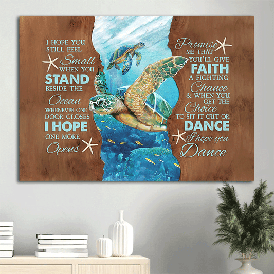 Family Landscape Canvas - Amazing sea turtle, Ocean view Landscape Canvas - Memorial Gift For Family Members - I hope you still feel small