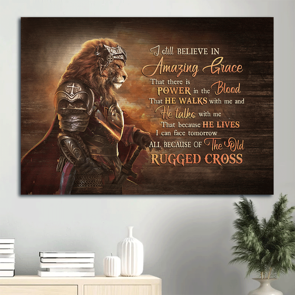 Jesus Landscape Canvas - Amazing warrior, King of Kings, Lion drawing Landscape Canvas - Gift For Religious Christian -I still believe in amazing grace