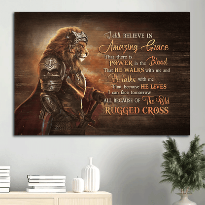 Jesus Landscape Canvas - Amazing warrior, King of Kings, Lion drawing Landscape Canvas - Gift For Religious Christian -I still believe in amazing grace