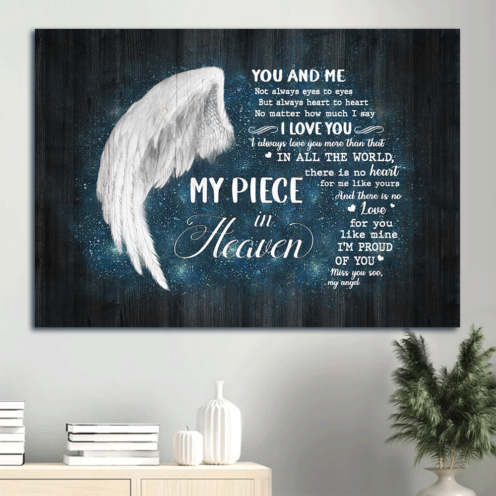 Memorial Landscape Canvas - Angel wing, Galaxy Landscape Canvas - Memorial Gift For Family Members - My piece in heaven