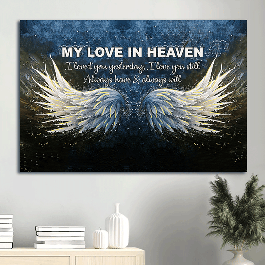 Memorial Landscape Canvas - Angel wings, Galaxy painting Landscape Canvas - Memorial Gift For Family Members - I love you still always have and always will
