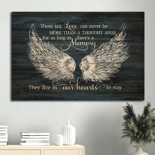 Memorial Landscape Canvas - Angel wings Landscape Canvas - Memorial Gift For Family Members - Those we love can never be more than a thought away
