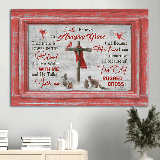 Jesus Landscape Canvas - Animal painting, Wooden cross Landscape Canvas - Gift For Christian - I still believe in amazing grace