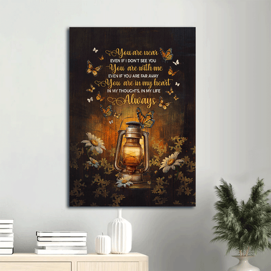 Memorial Portrait Canvas - Antique lantern, Beautiful night, Orange butterfly Portrait Canvas - Memorial Gift For Family Members - You are in my heart