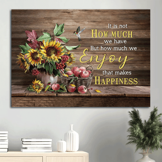 Jesus Landscape Canvas - Apple drawing, Sunflower vase, Hummingbird Landscape Canvas - Gift For Christian - Enjoy that makes happiness