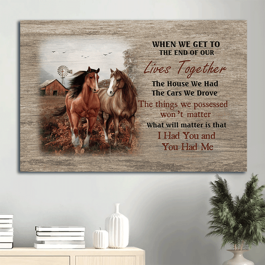 Family Landscape Canvas - Beautiful horse, Countryside painting, Windmill canvas- Gift for Christian- I had you and you had me