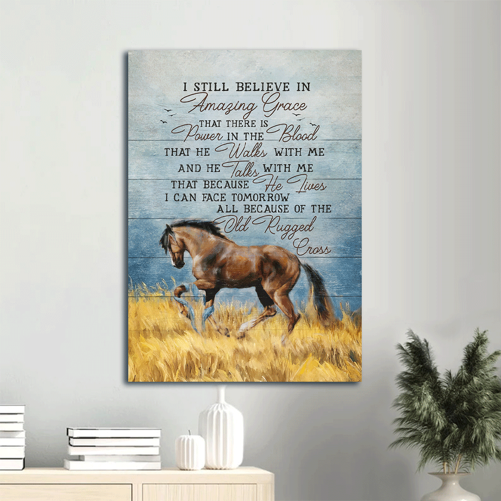 Jesus Portrait Canvas- Beautiful horse, Rice fields, Blue ocean canvas- Gift for Christian- I still believe in amazing grace
