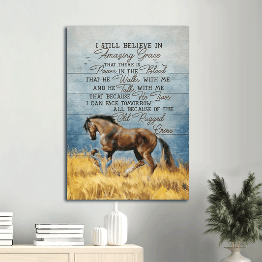 Jesus Portrait Canvas- Beautiful horse, Rice fields, Blue ocean canvas- Gift for Christian- I still believe in amazing grace