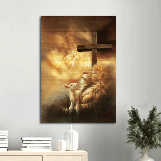 Jesus Portrait Canvas- Beautiful lion and lamb, Lion of Judah, Lamb of God canvas- Gift for Christian