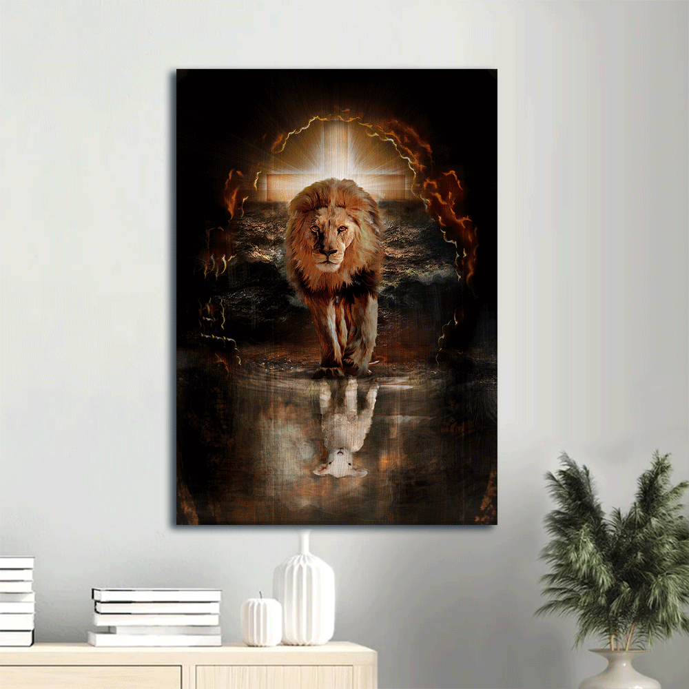 Jesus Portrait Canvas- Beautiful Watercolor Lion, King Of Kings, White Lamb, Infinite Halo- Gift for Christian- Jesus Portrait Canvas Prints, Christian Wall Art