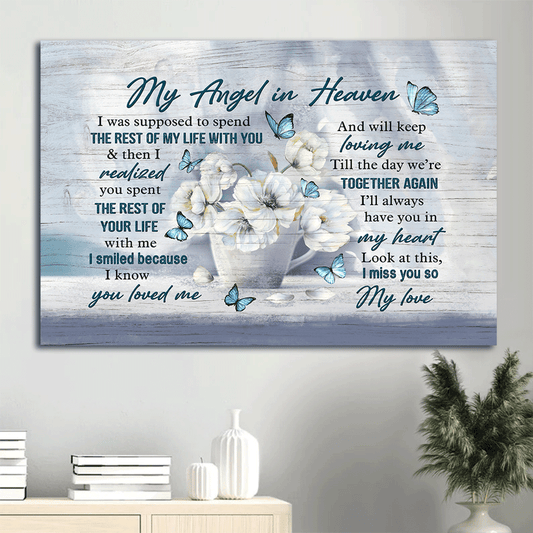 Heaven Landscape Canvas - Beautiful white flower, Till the day we're together again Landscape Canvas - Memorial Gift For Family Members - My Angle In Heaven