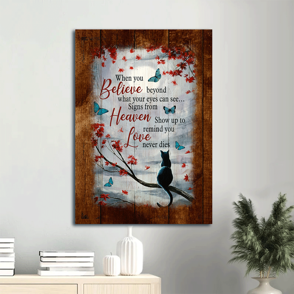 Black cat Portrait Canvas- Black cat, Butterfly- Gift for Cat lover- Love never dies - Heaven Portrait Canvas Prints, Wall Art