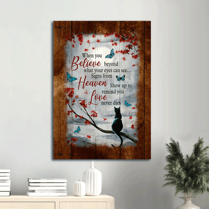 Black cat Portrait Canvas- Black cat, Butterfly- Gift for Cat lover- Love never dies - Heaven Portrait Canvas Prints, Wall Art