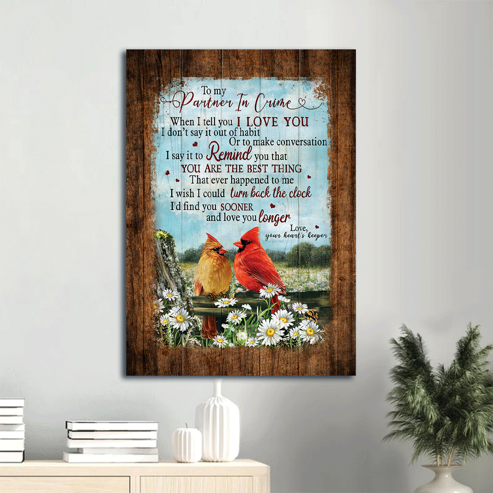 Couple Portrait Canvas - Cardinal Couple, Flower Field Landscape Canvas - Gift For Couple, Spouse, Lover - I Wish I Could Find You Sooner Landscape Canvas