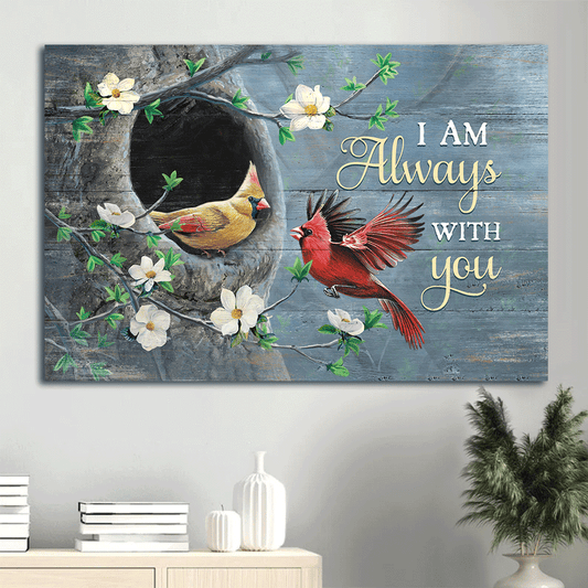 Heaven Landscape Canvas - Cardinal Painting, Beautiful Japanese Anemone Landscape Canvas - Memorial Gift For Family Members - I Am Always With You
