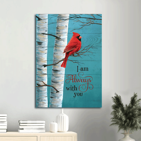 Heaven Portrait Canvas - Cardinal Painting, Blue Background, Oldest Tree Portrait Canvas - Memorial Gift For Family Members - I Am Always With You