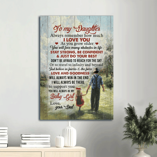 Family Portrait Canvas- Dad to my daughter, Walking on Grassland canvas- Gift for daughter- You will always be my daughter