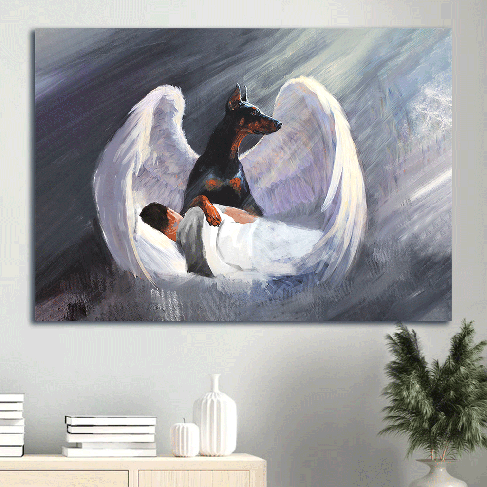 Doberman Landscape Canvas- Doberman dog, Big wings, Beautiful night canvas- Gift for Doberman lover