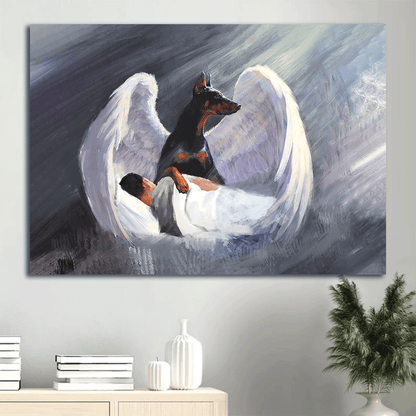 Doberman Landscape Canvas- Doberman dog, Big wings, Beautiful night canvas- Gift for Doberman lover