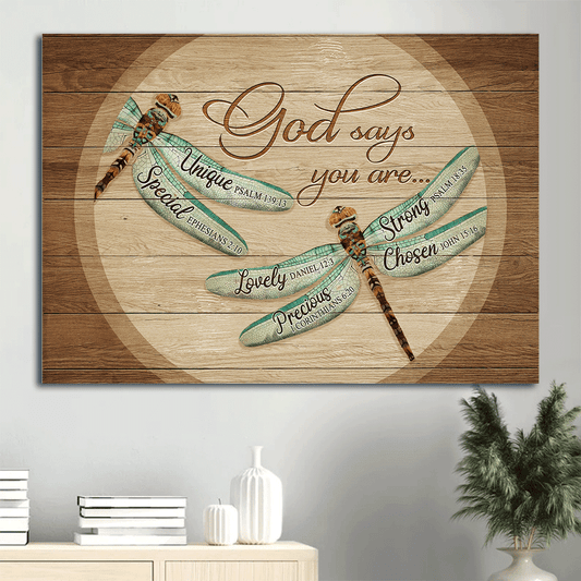 Jesus Landscape Canvas- Dragonfly painting canvas- Gift for Christian- God says you are
