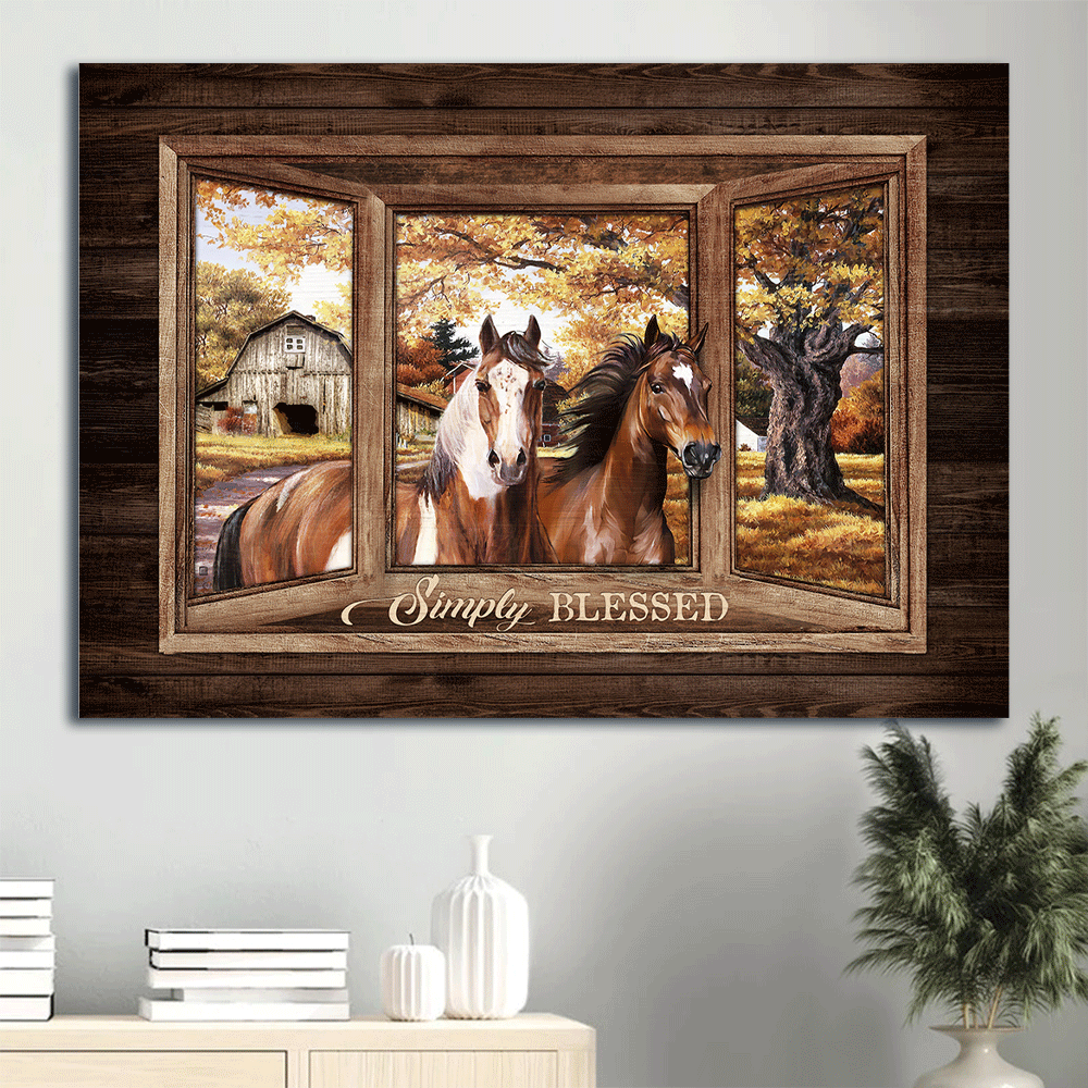 Jesus Landscape Canvas- Dream horse, Autumn forest, Sunny day, Window drawing canvas, Simply blessed canvas- Gift for Christian