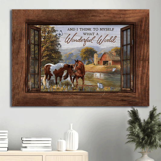 Jesus Landscape Canvas- Dream horse, Beautiful river, Wooden window canvas- Gift for Christian- What a wonderful world