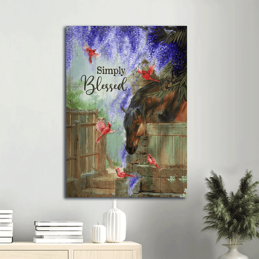 Jesus Portrait Canvas- Dream horse, Wisteria flower, Red cardinal canvas, Simply blessed canvas- Gift for Christian