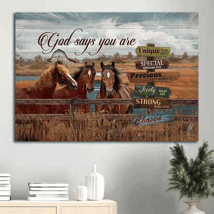 Jesus Landscape Canvas- Dream horses, Countryside painting, Rice field canvas, God says you are canvas - Gift for Christian