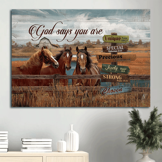 Jesus Landscape Canvas- Dream horses, Countryside painting, Rice field canvas, God says you are canvas - Gift for Christian