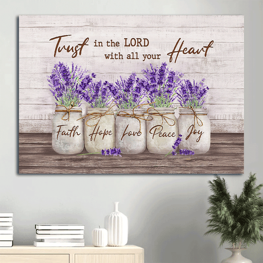Jesus Landscape Canvas- Dried lavender painting canvas- Gift for Christian- Trust in Lord with all your heart
