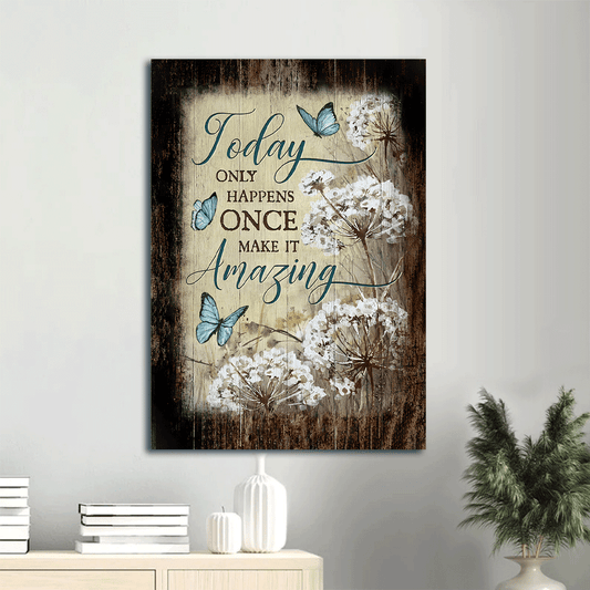 Jesus Portrait Canvas- Enchanting blue butterfly, Stunning dandelion drawing canvas- Gift for Christian- Today only happens once