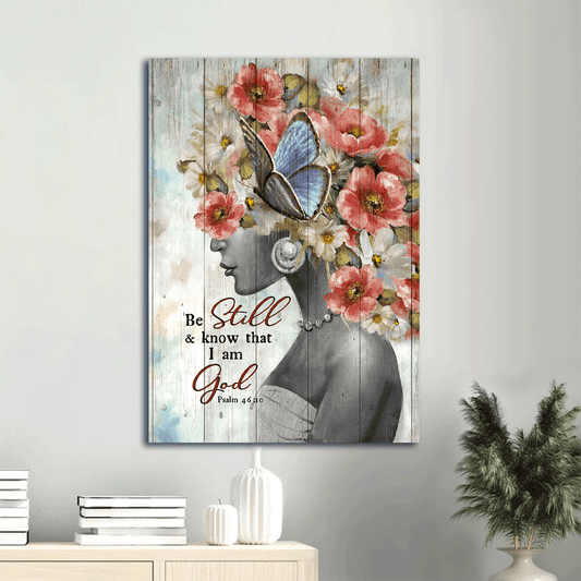 Jesus Portrait Canvas- Fabulous woman with flowers, Stunning flower painting canvas- Gift for Christian- Be still and know that I am God