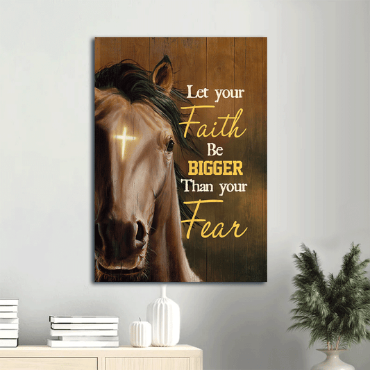 Jesus Portrait Canvas- Face of horse, Jesus painting, Cross symbol canvas- Gift for Christian- Let your faith be bigger than your fear