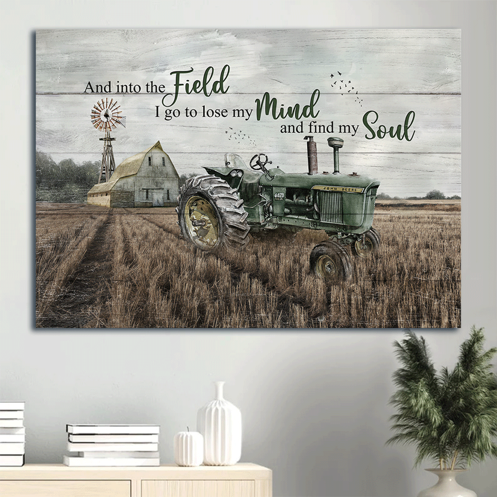 Jesus Landscape Canvas- Field painting, Harvest season, Green tractor canvas- Gift for Christian- And into the field I go to lose my mind- Landscape Canvas Prints Wall Art