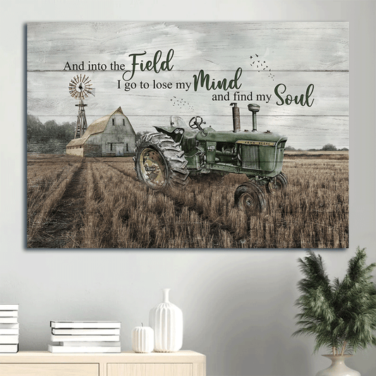 Jesus Landscape Canvas- Field painting, Harvest season, Green tractor canvas- Gift for Christian- And into the field I go to lose my mind- Landscape Canvas Prints Wall Art