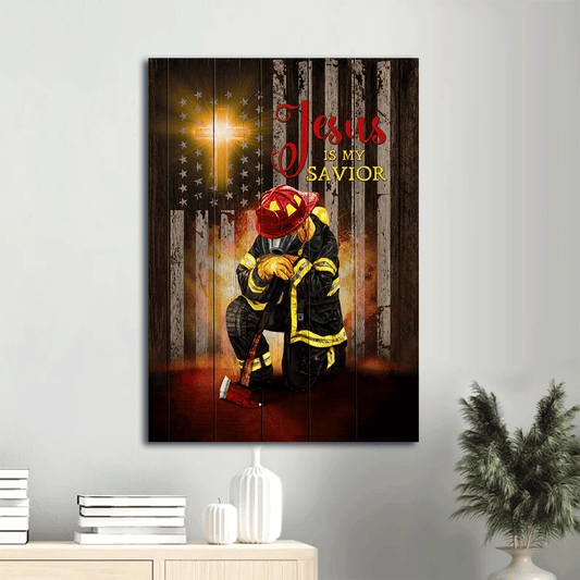 Jesus Portrait Canvas- Firefighter, Fireman- Gift for Christian - Jesus is my savior - Portrait Canvas Prints, Wall Art