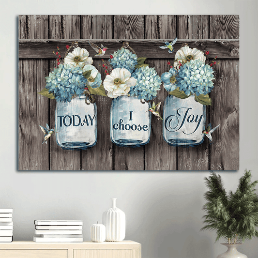 Jesus Landscape Canvas- Flower artwork, White camellia, Colorful hummingbird canvas- Gift for Christian- Today I choose joy - Landscape Canvas Prints, Wall Art