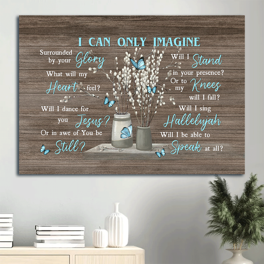 Jesus Landscape Canvas- Flower painting, Blue butterfly- Gift for Christian- I can only imagine- Landscape Canvas Prints, Wall Art