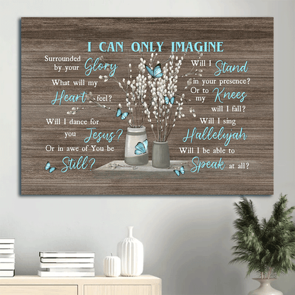 Jesus Landscape Canvas- Flower painting, Blue butterfly- Gift for Christian- I can only imagine- Landscape Canvas Prints, Wall Art